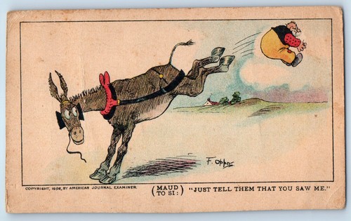 C1905 donkey kicked man - c1905,